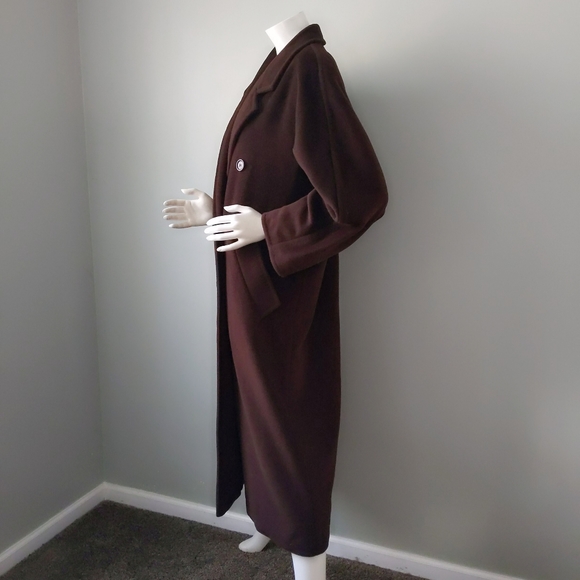 ⛔ SOLD ⛔ Vtg Chocolate Brown MaxMara Icon Wool Maxi Coat 8 - Picture 4 of 8